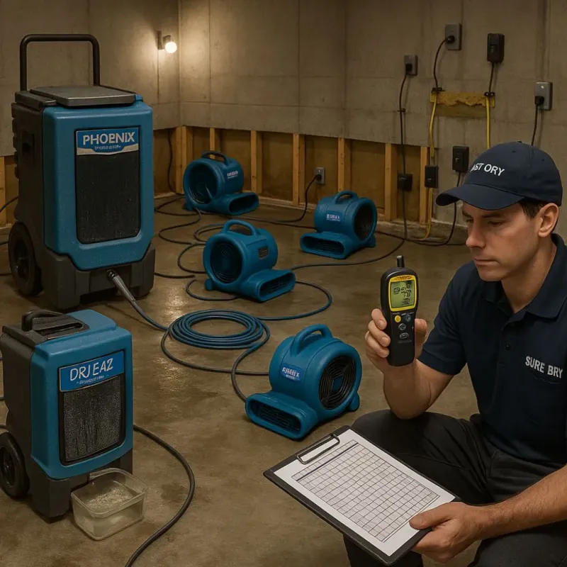 Structural Drying and Dehumidification process in Moorhead, MN